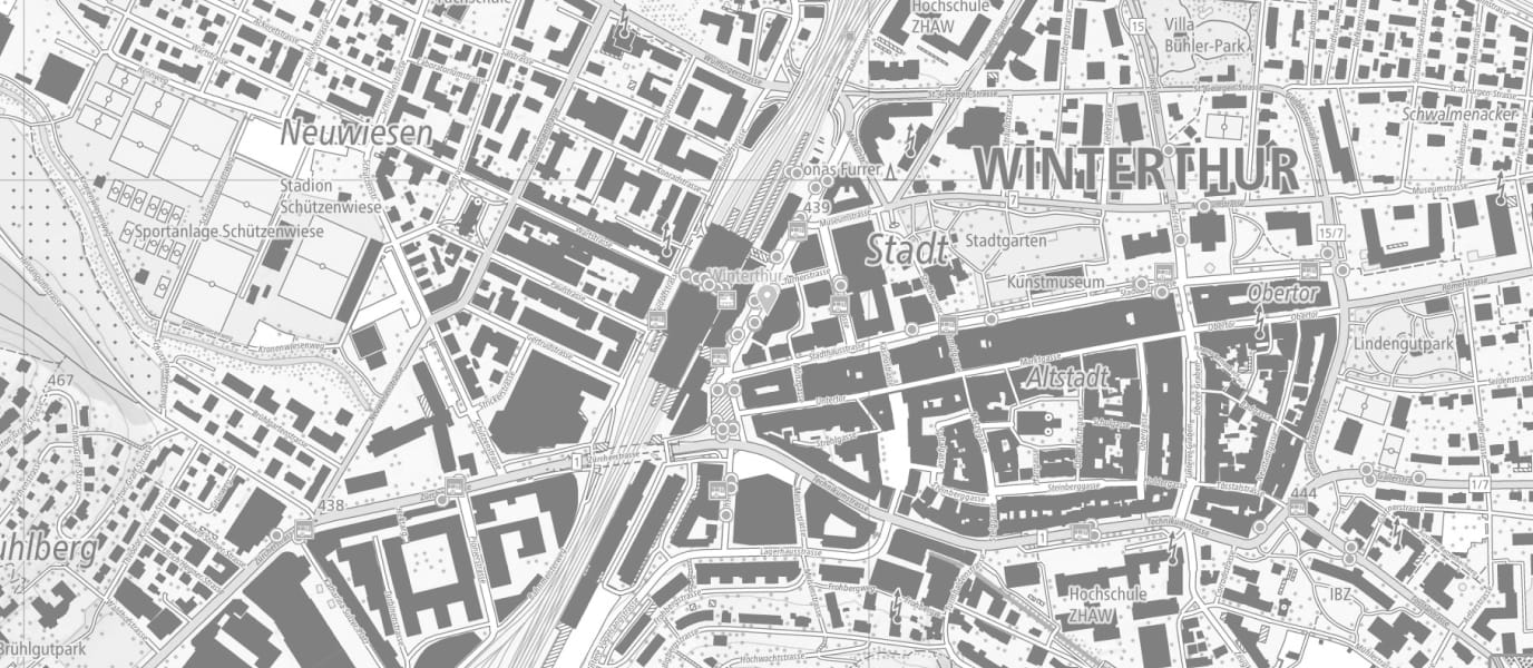 Map of Winterthur, Hauptbahnhof